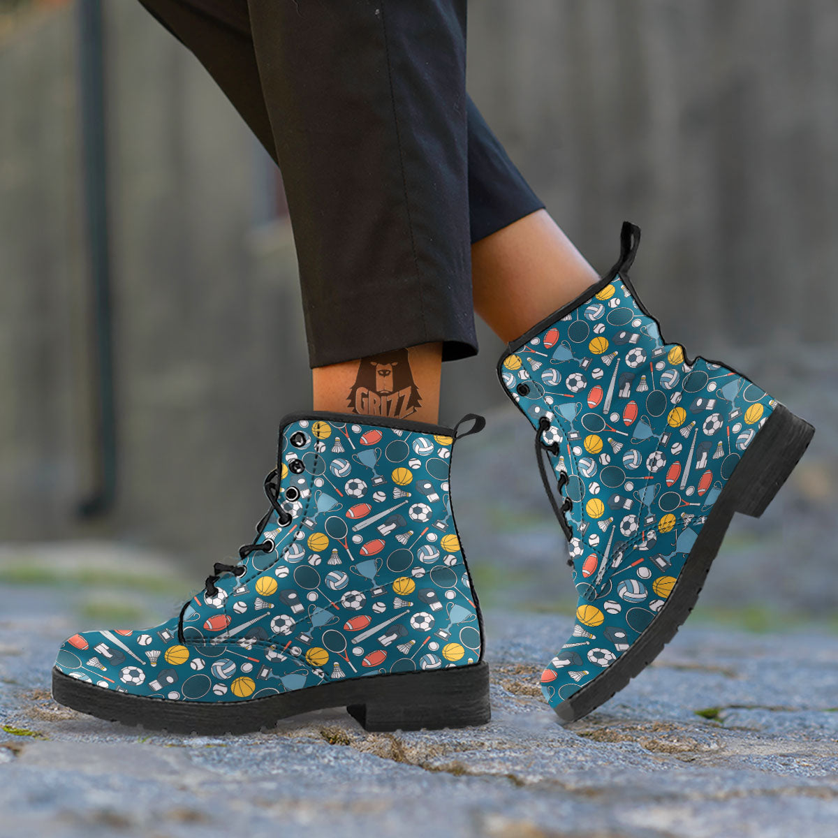 Sport Lacrosse Print Pattern Leather Boots-grizzshop