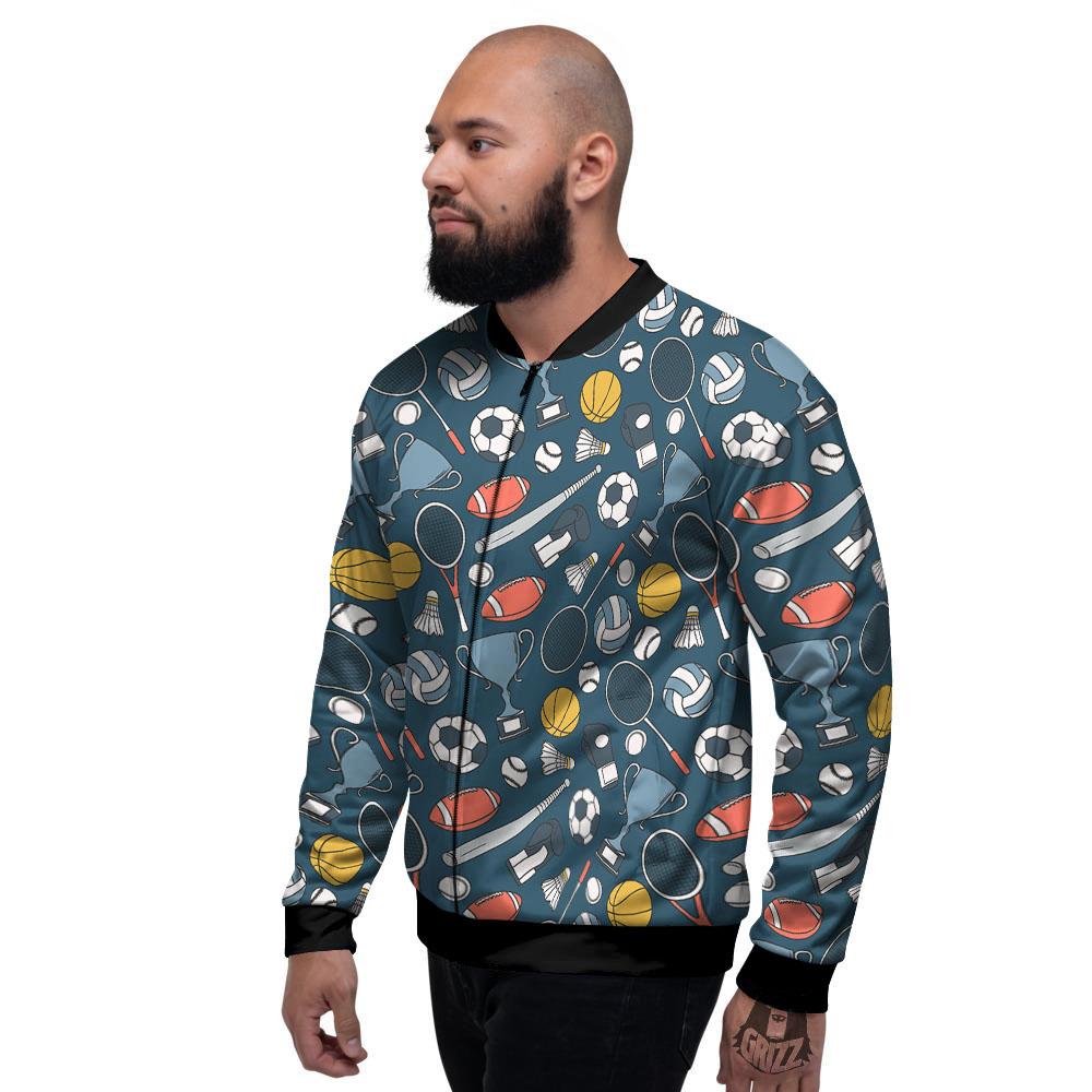 Sport Lacrosse Print Pattern Men's Bomber Jacket-grizzshop