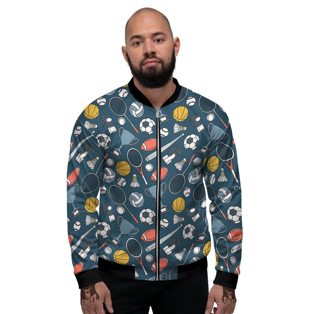 Sport Lacrosse Print Pattern Men's Bomber Jacket-grizzshop