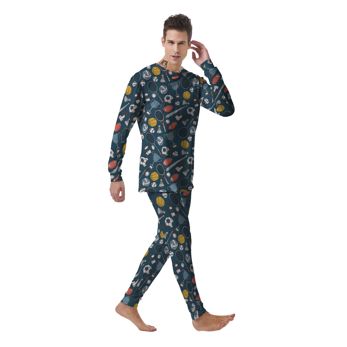 Sport Lacrosse Print Pattern Men's Pajamas-grizzshop