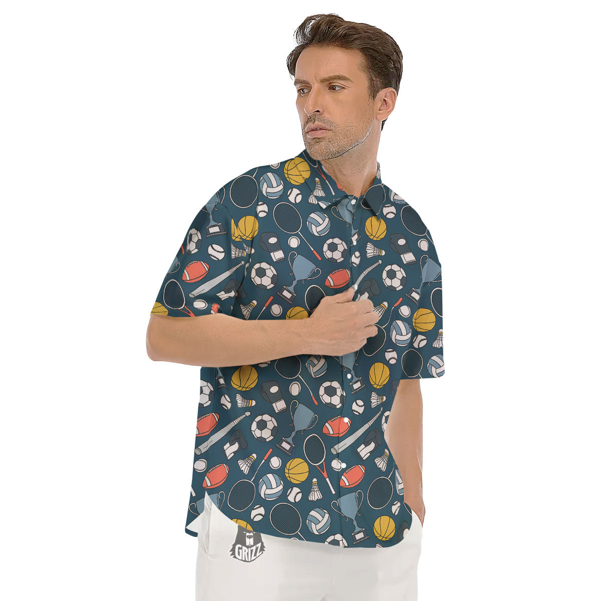 Sport Lacrosse Print Pattern Men's Short Sleeve Shirts-grizzshop