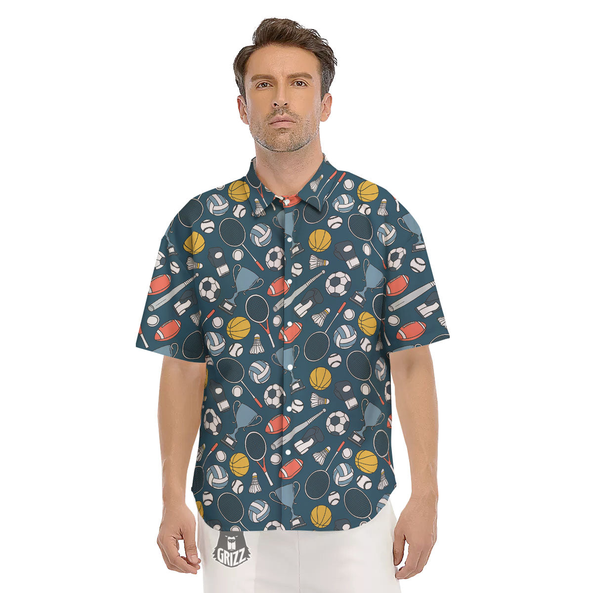 Sport Lacrosse Print Pattern Men's Short Sleeve Shirts-grizzshop
