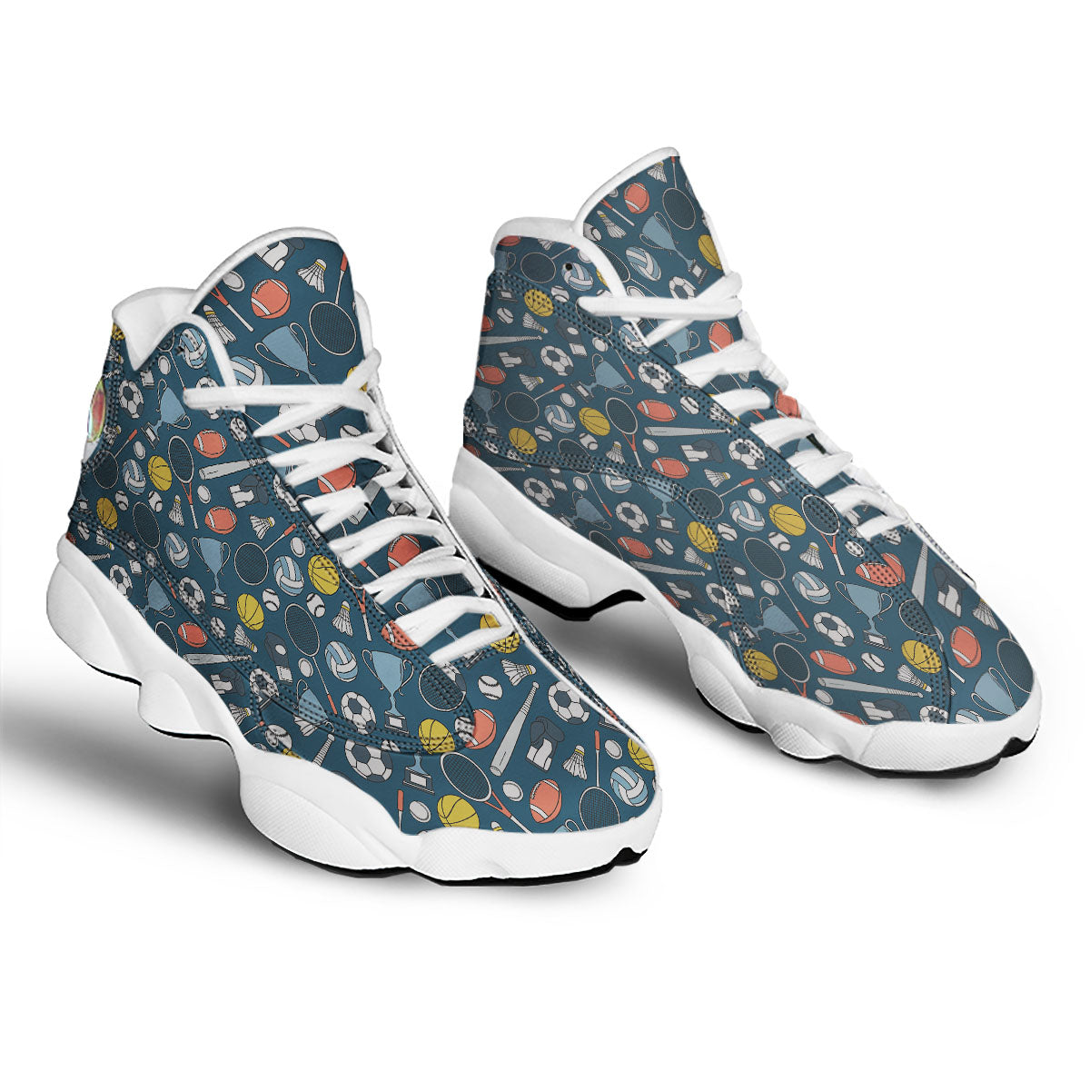 Sport Lacrosse Print Pattern White Basketball Shoes-grizzshop