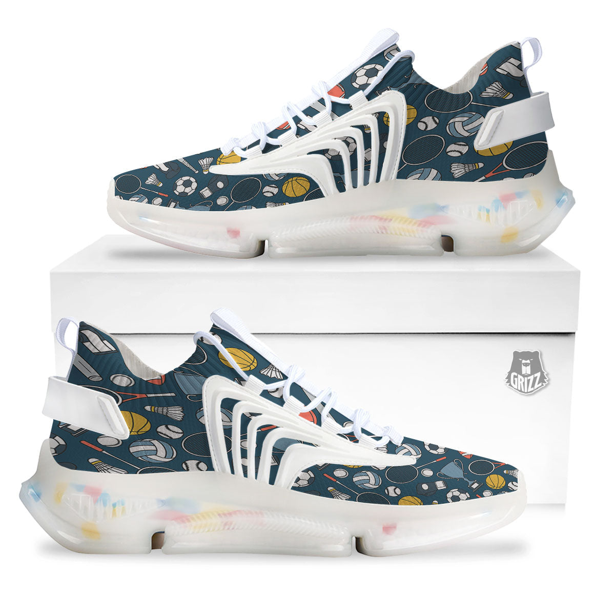 Sport Lacrosse Print Pattern White Gym Shoes-grizzshop