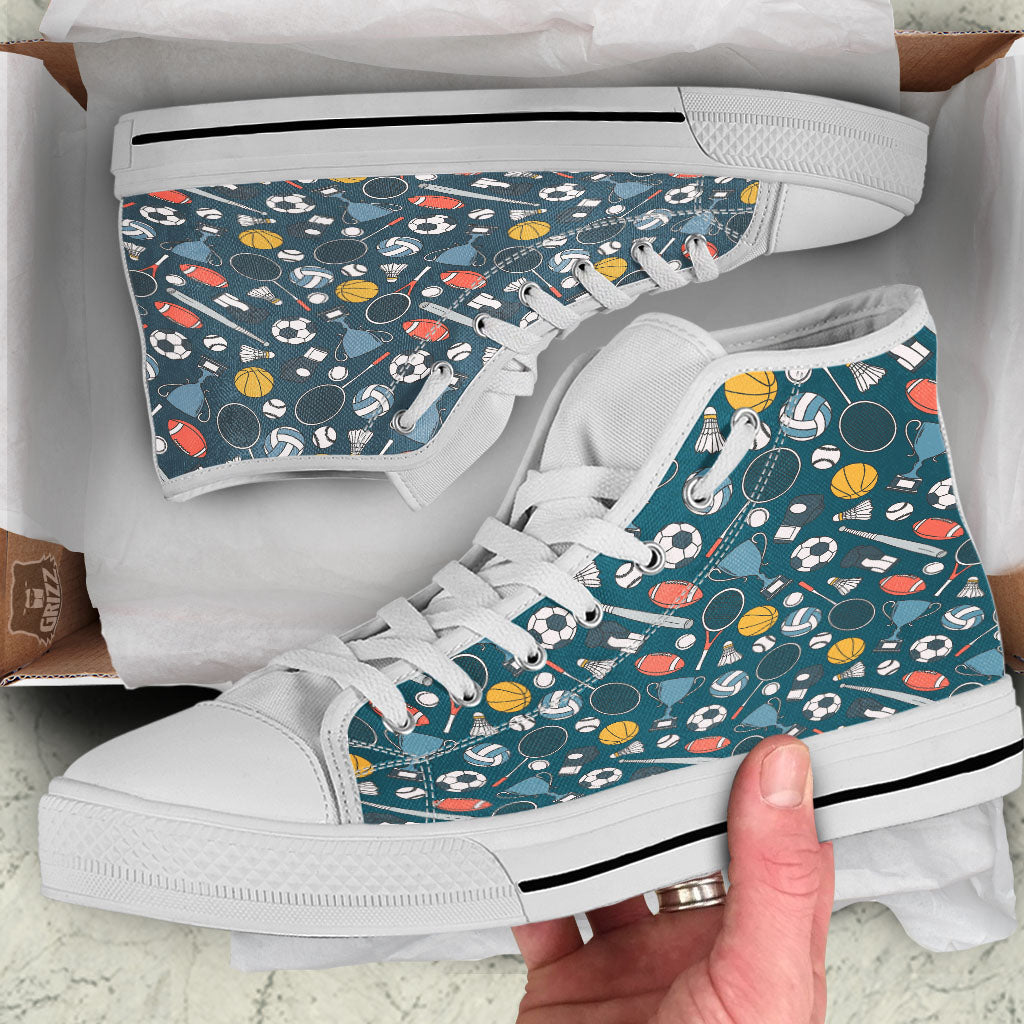 Sport Lacrosse Print Pattern White High Top Shoes-grizzshop
