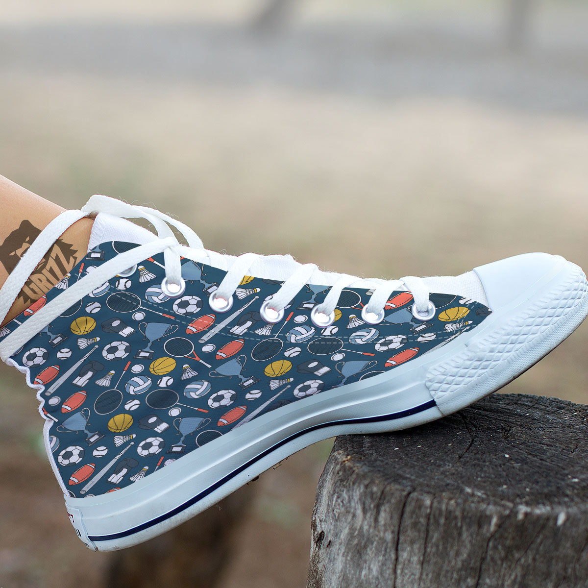 Sport Lacrosse Print Pattern White High Top Shoes-grizzshop