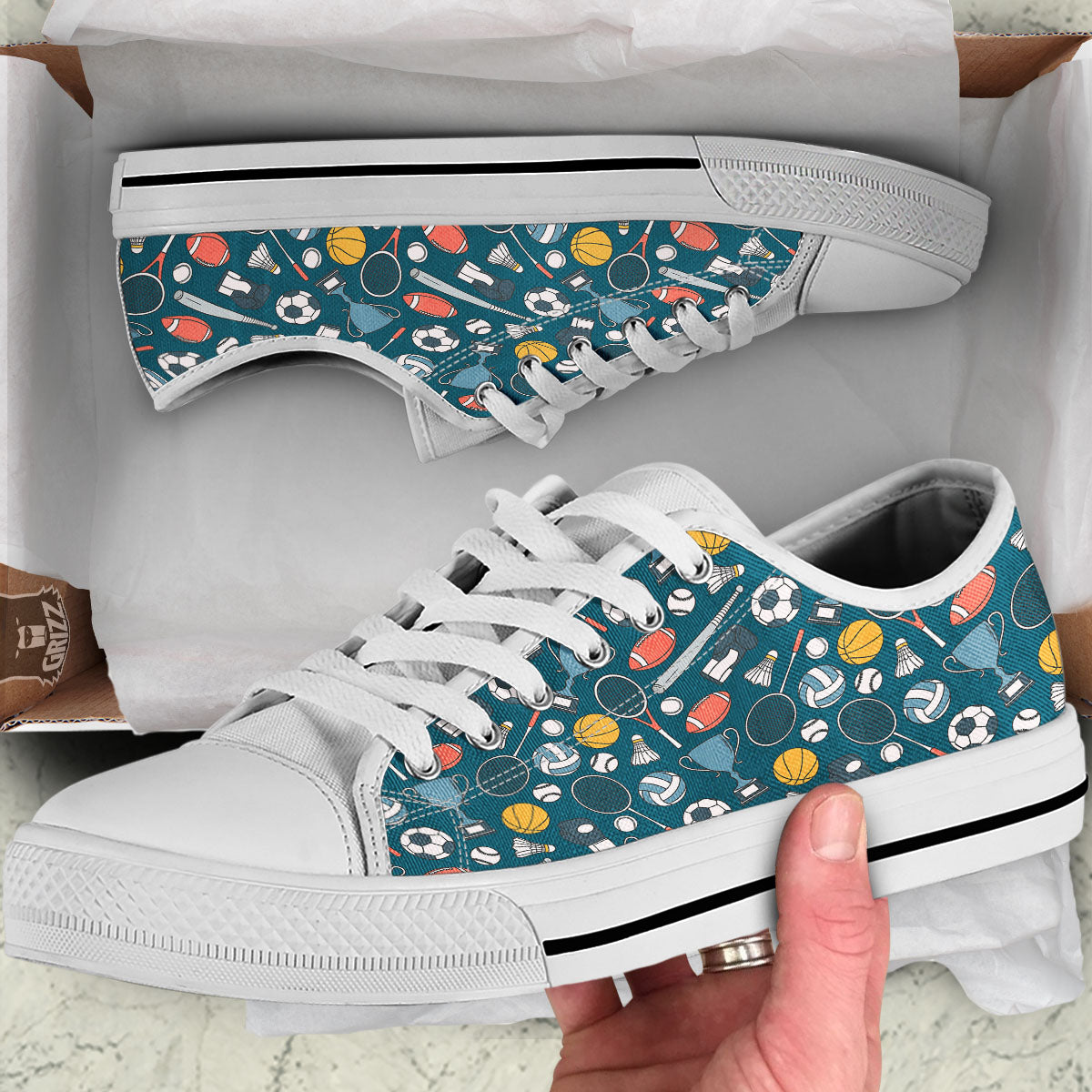 Sport Lacrosse Print Pattern White Low Top Shoes-grizzshop