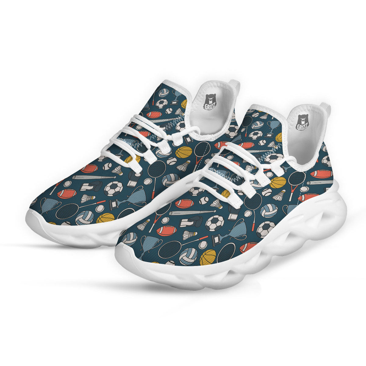 Sport Lacrosse Print Pattern White Running Shoes-grizzshop