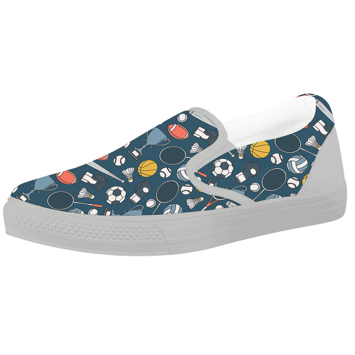 Sport Lacrosse Print Pattern White Slip On Shoes-grizzshop