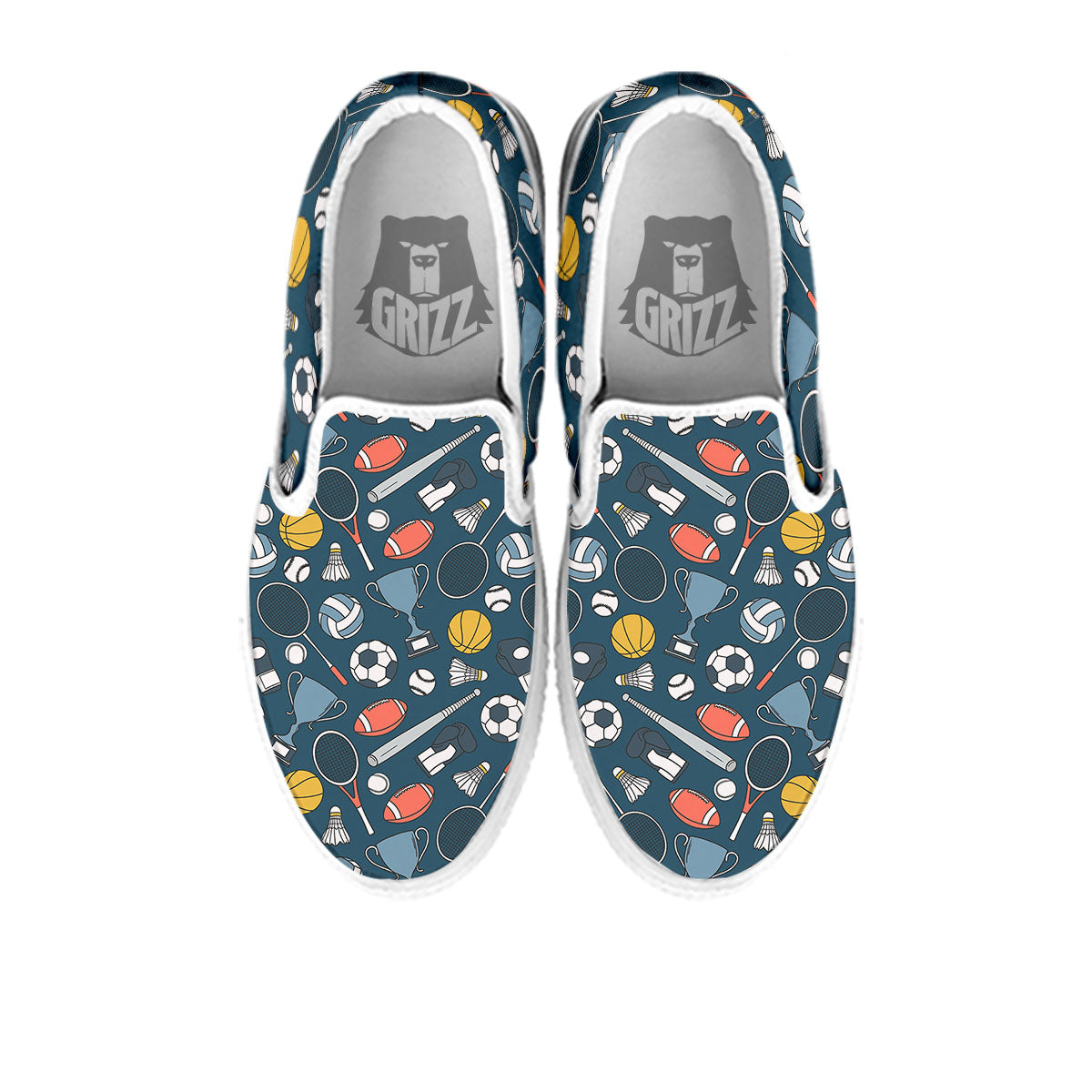 Sport Lacrosse Print Pattern White Slip On Shoes-grizzshop