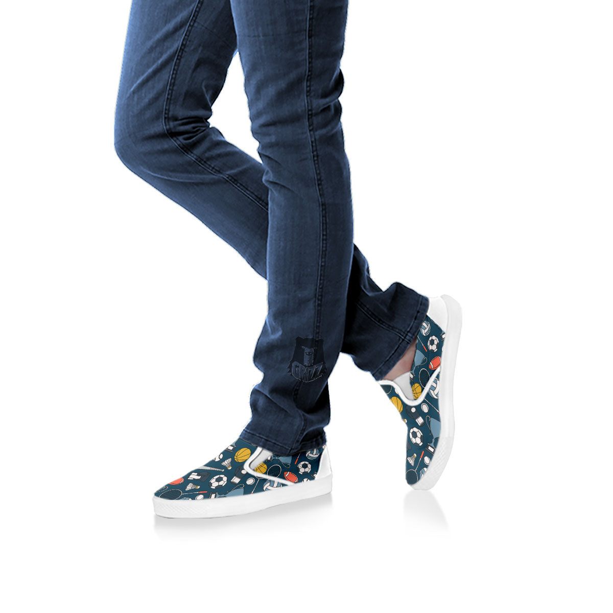Sport Lacrosse Print Pattern White Slip On Shoes-grizzshop