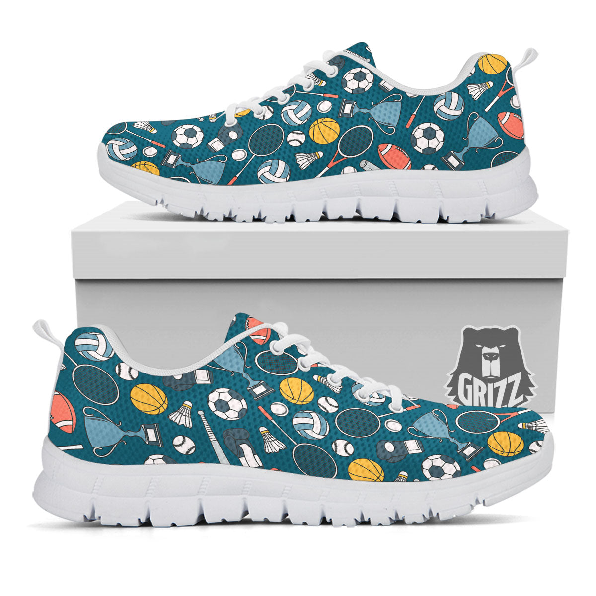 Sport Lacrosse Print Pattern White Sneaker-grizzshop
