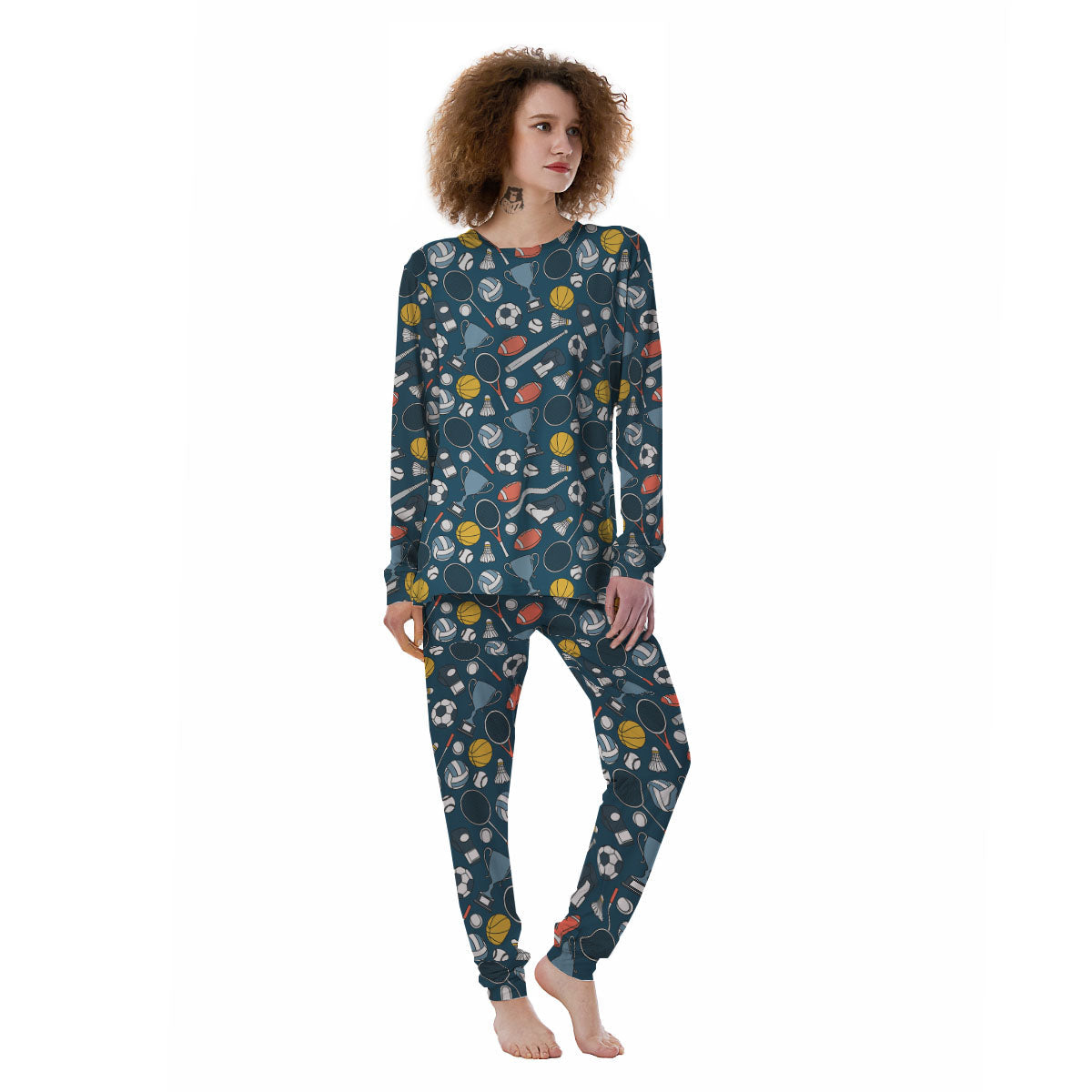 Sport Lacrosse Print Pattern Women's Pajamas-grizzshop