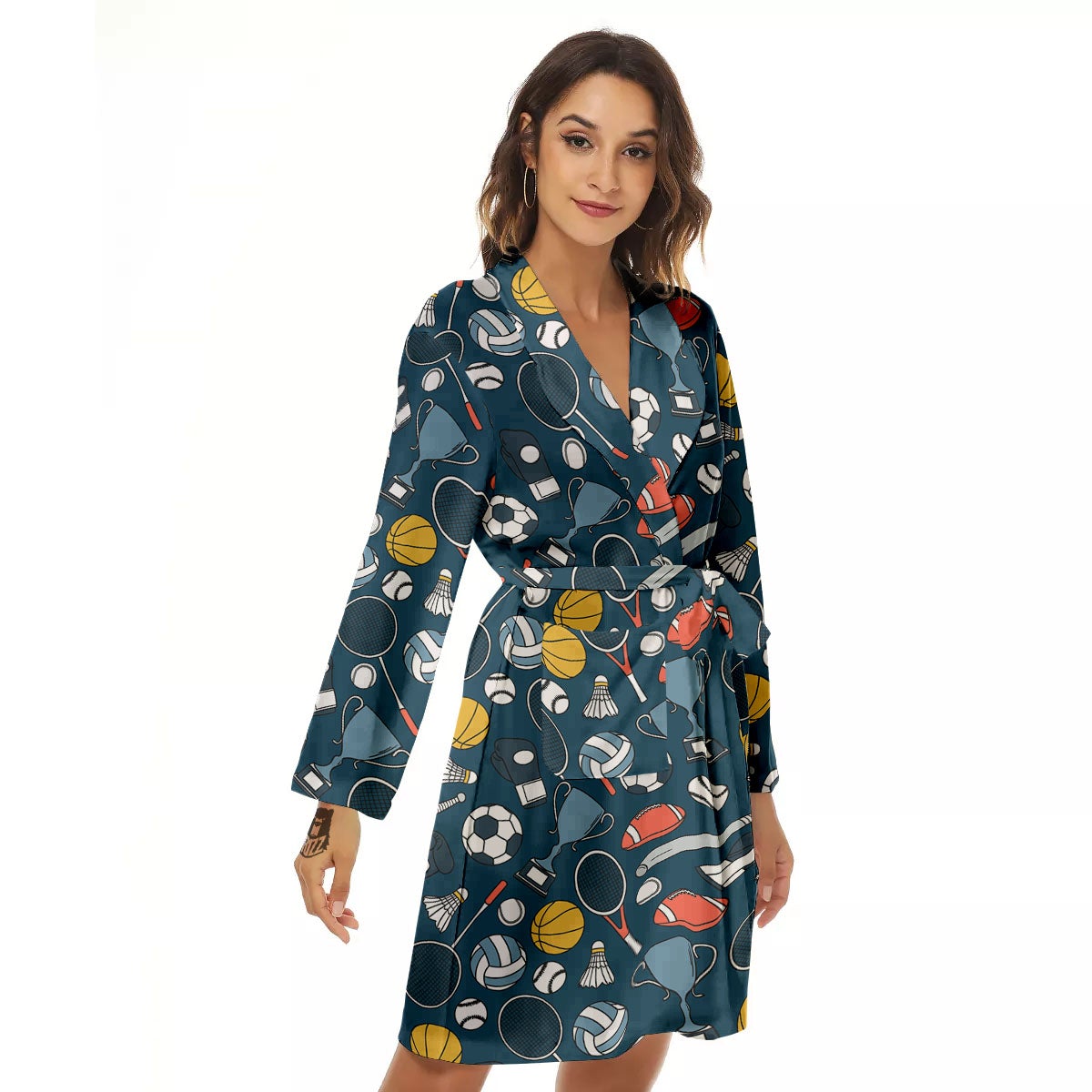 Sport Lacrosse Print Pattern Women's Robe-grizzshop