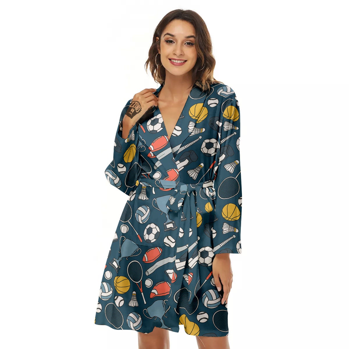Sport Lacrosse Print Pattern Women's Robe-grizzshop