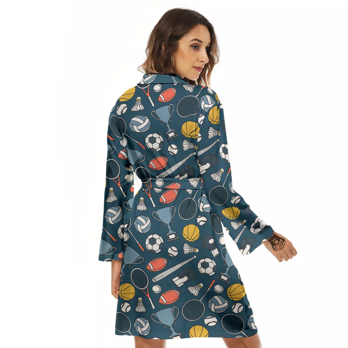 Sport Lacrosse Print Pattern Women's Robe-grizzshop