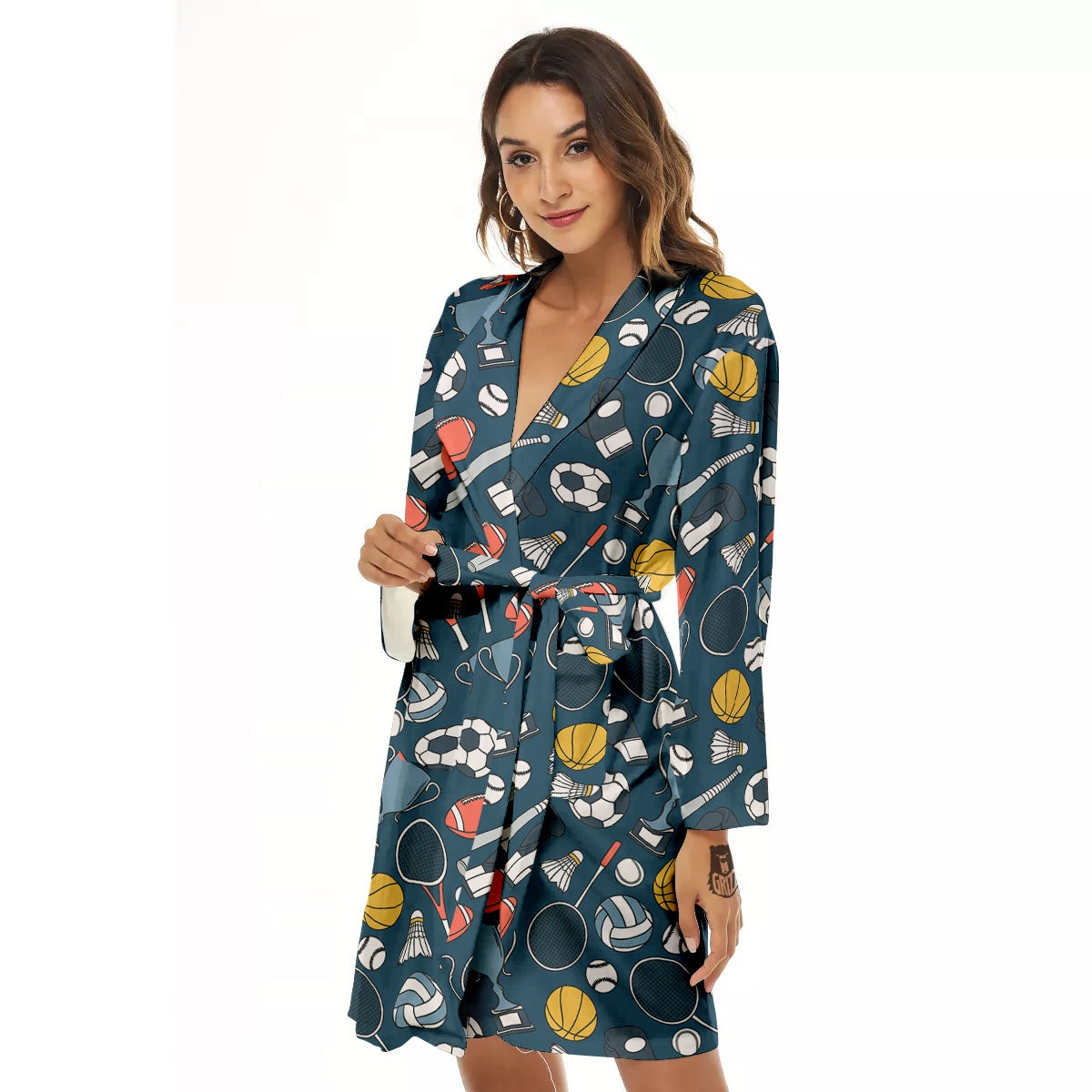 Sport Lacrosse Print Pattern Women's Robe-grizzshop