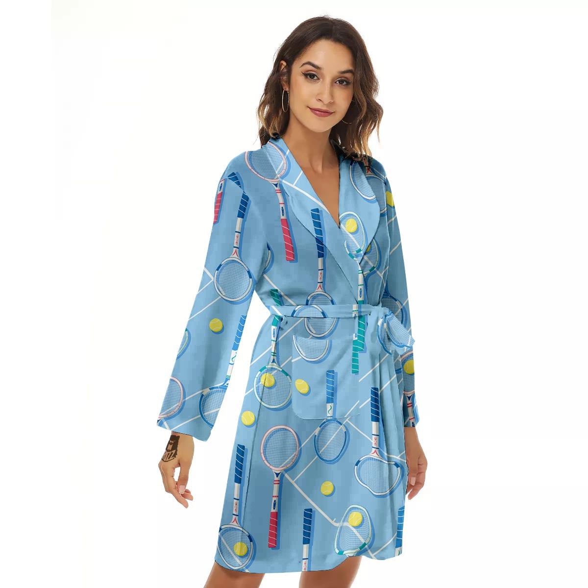 Sport Tennis Print Pattern Women's Robe-grizzshop