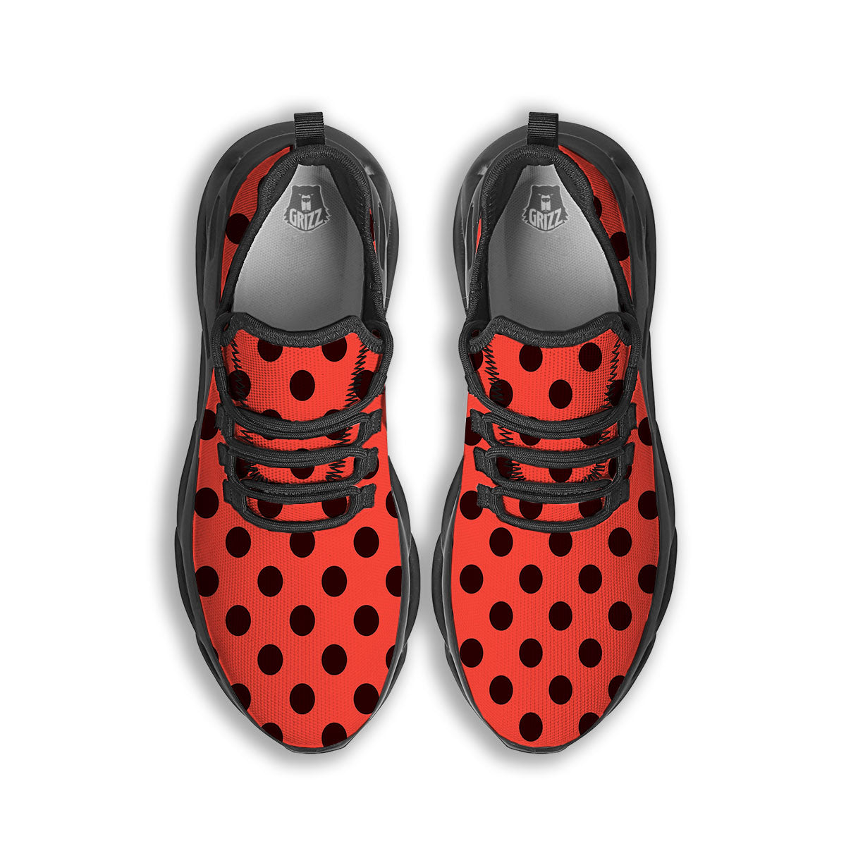 Spots Ladybug Print Pattern Black Running Shoes-grizzshop