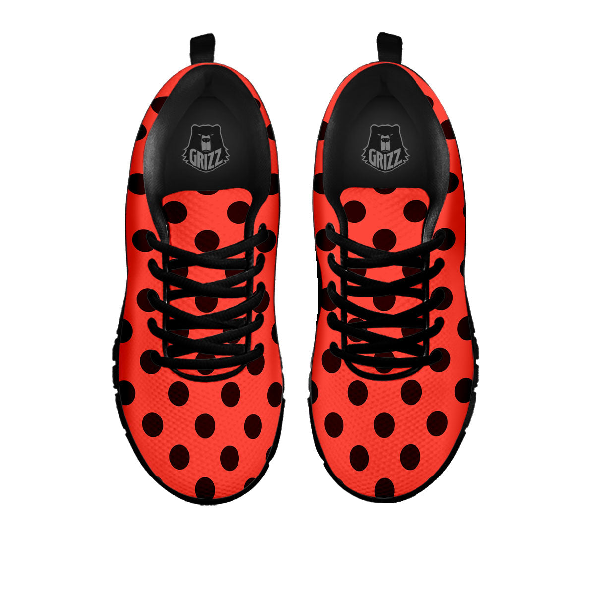 Spots Ladybug Print Pattern Black Sneaker-grizzshop