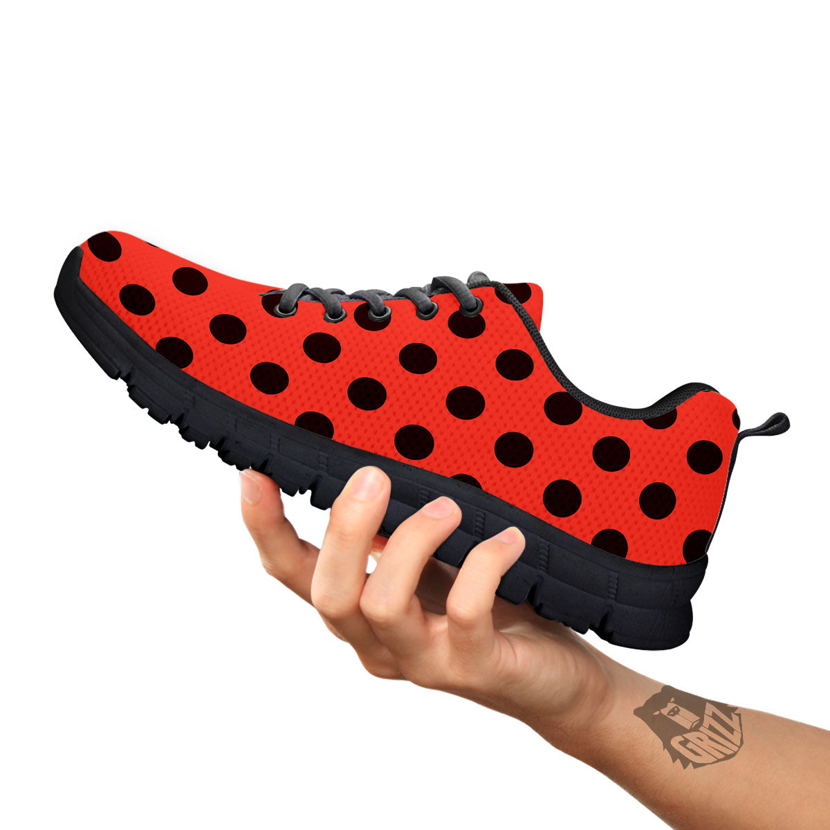Spots Ladybug Print Pattern Black Sneaker-grizzshop