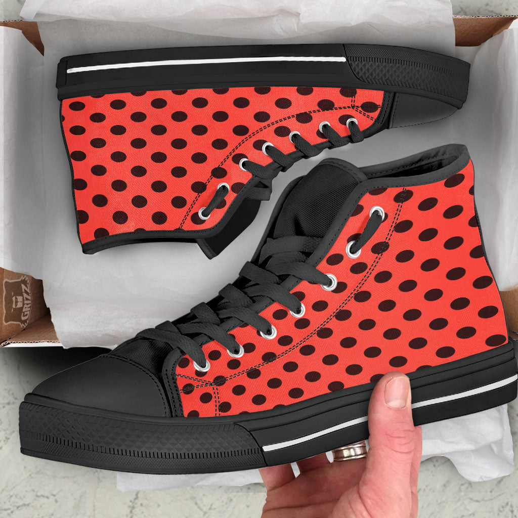 Spots Ladybug Print Pattern High Top Shoes-grizzshop