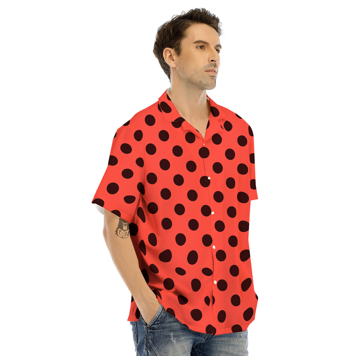 Spots Ladybug Print Pattern Men's Hawaiian Shirt-grizzshop