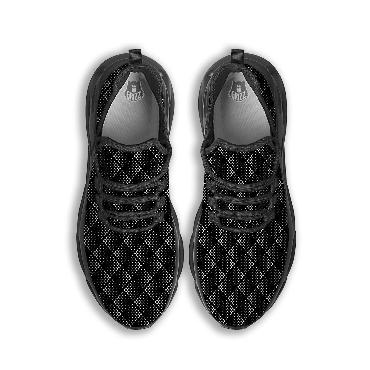 Square Dot Geometric Print Pattern Black Running Shoes-grizzshop