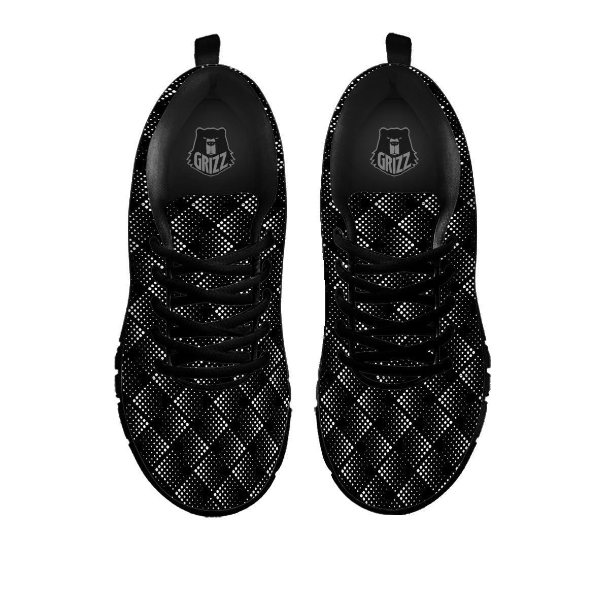 Square Dot Geometric Print Pattern Black Sneaker-grizzshop