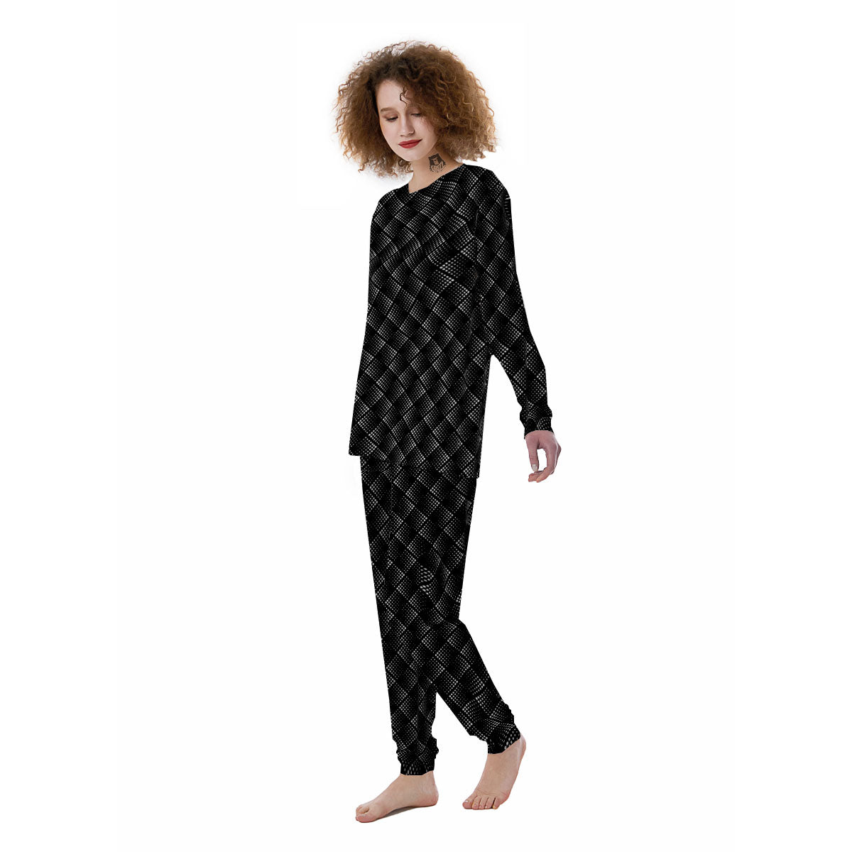Square Dot Geometric Print Pattern Women's Pajamas-grizzshop