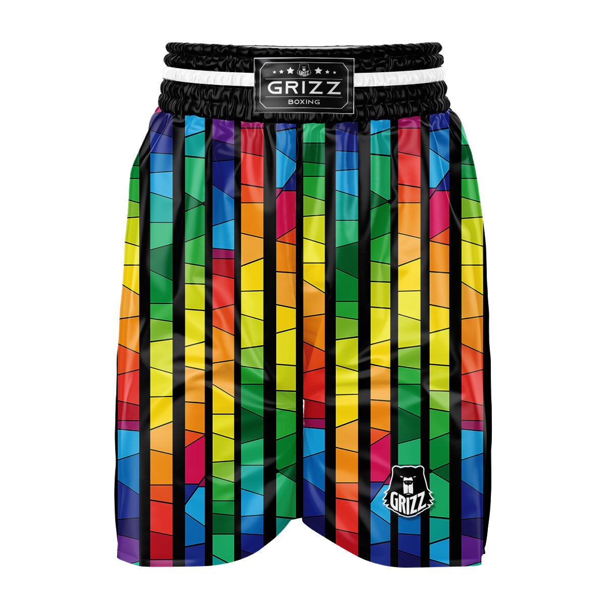 Square Stained Glass Mosaic Print Boxing Shorts-grizzshop