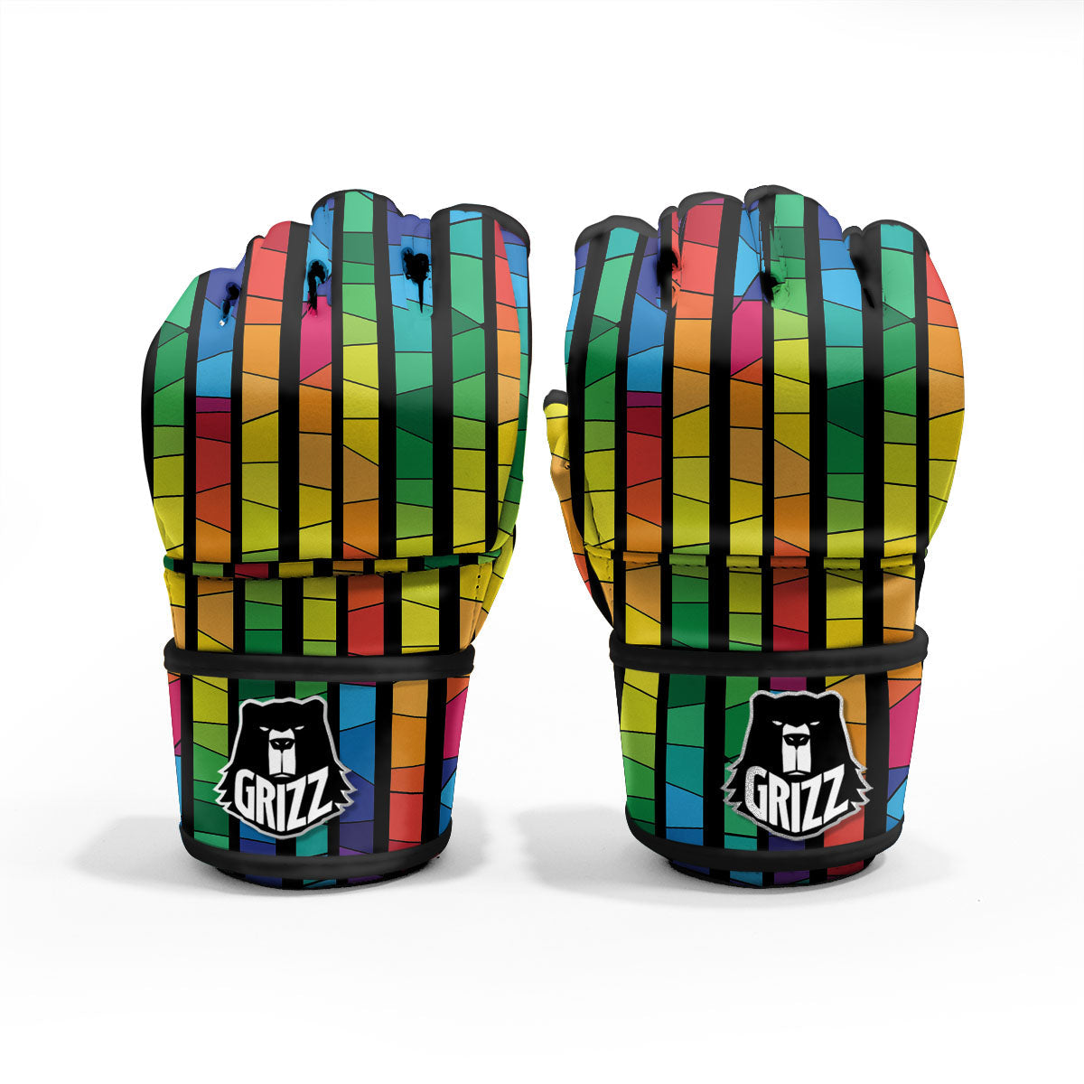 Square Stained Glass Mosaic Print MMA Gloves – Grizzshopping