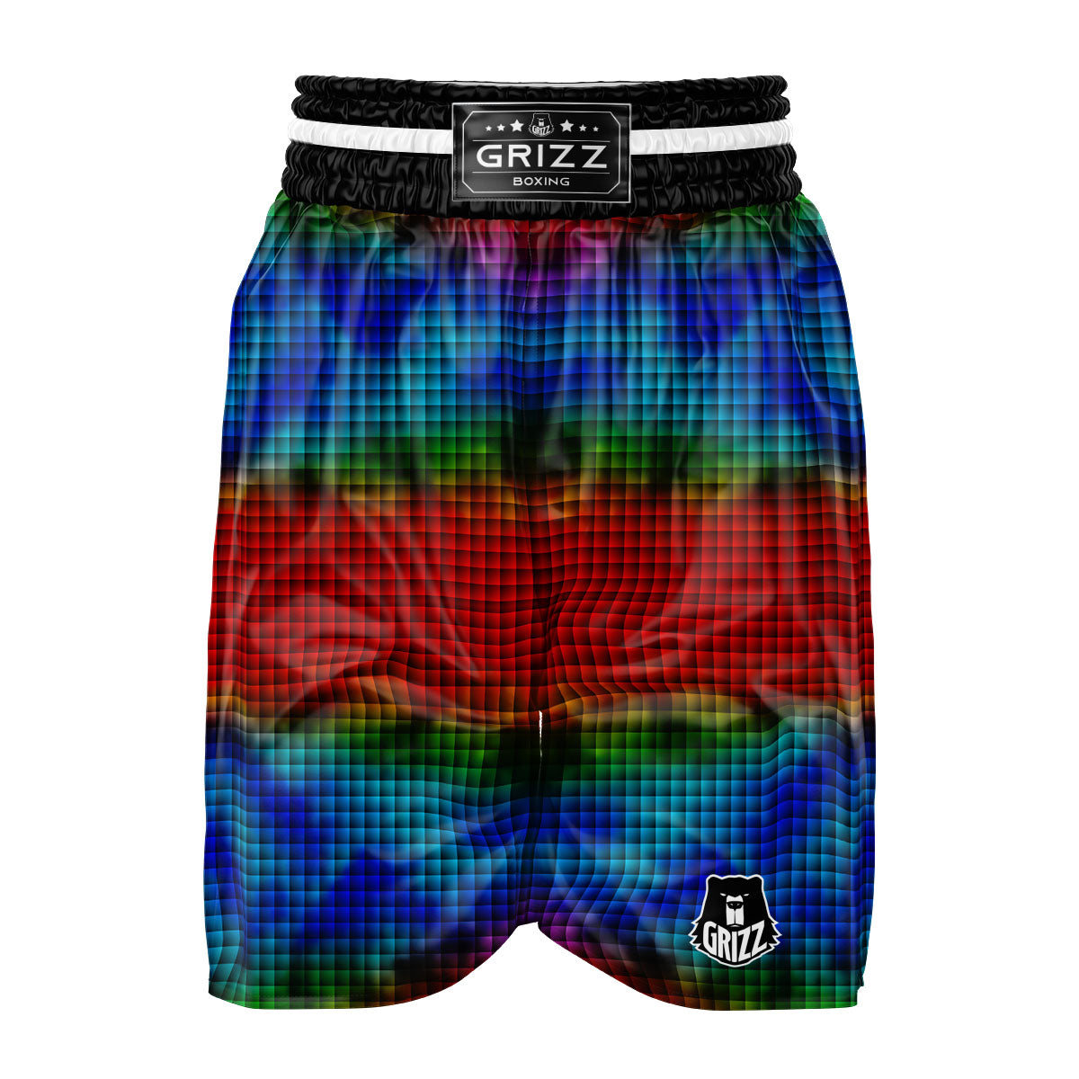 Squares Rainbow Print Pattern Boxing Shorts-grizzshop