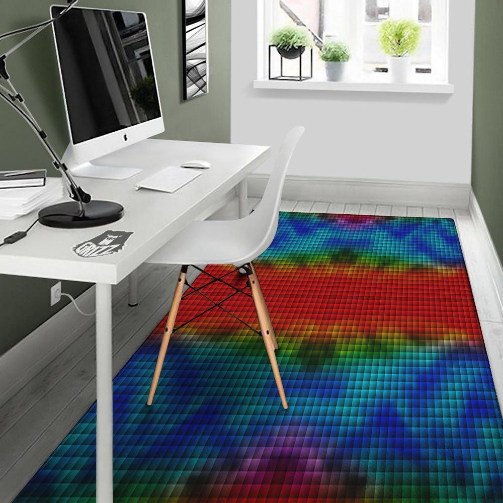 Squares Rainbow Print Pattern Floor Mat-grizzshop
