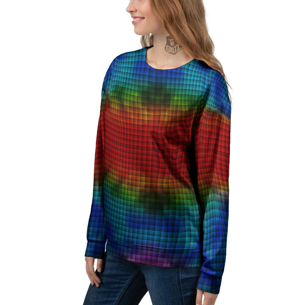 Squares Rainbow Print Pattern Women's Sweatshirt-grizzshop