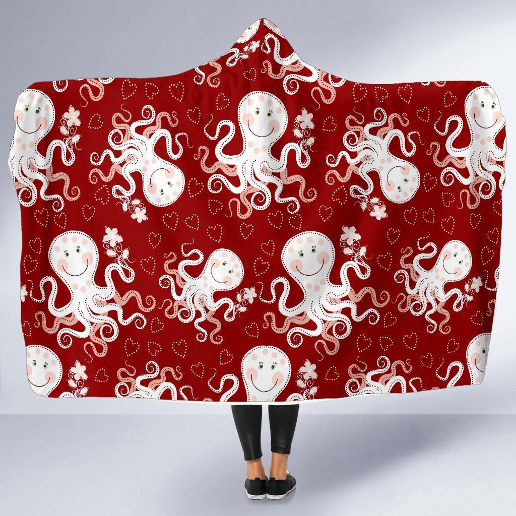 Squid Octopus Tentacle Pattern Print Hooded Blanket-grizzshop