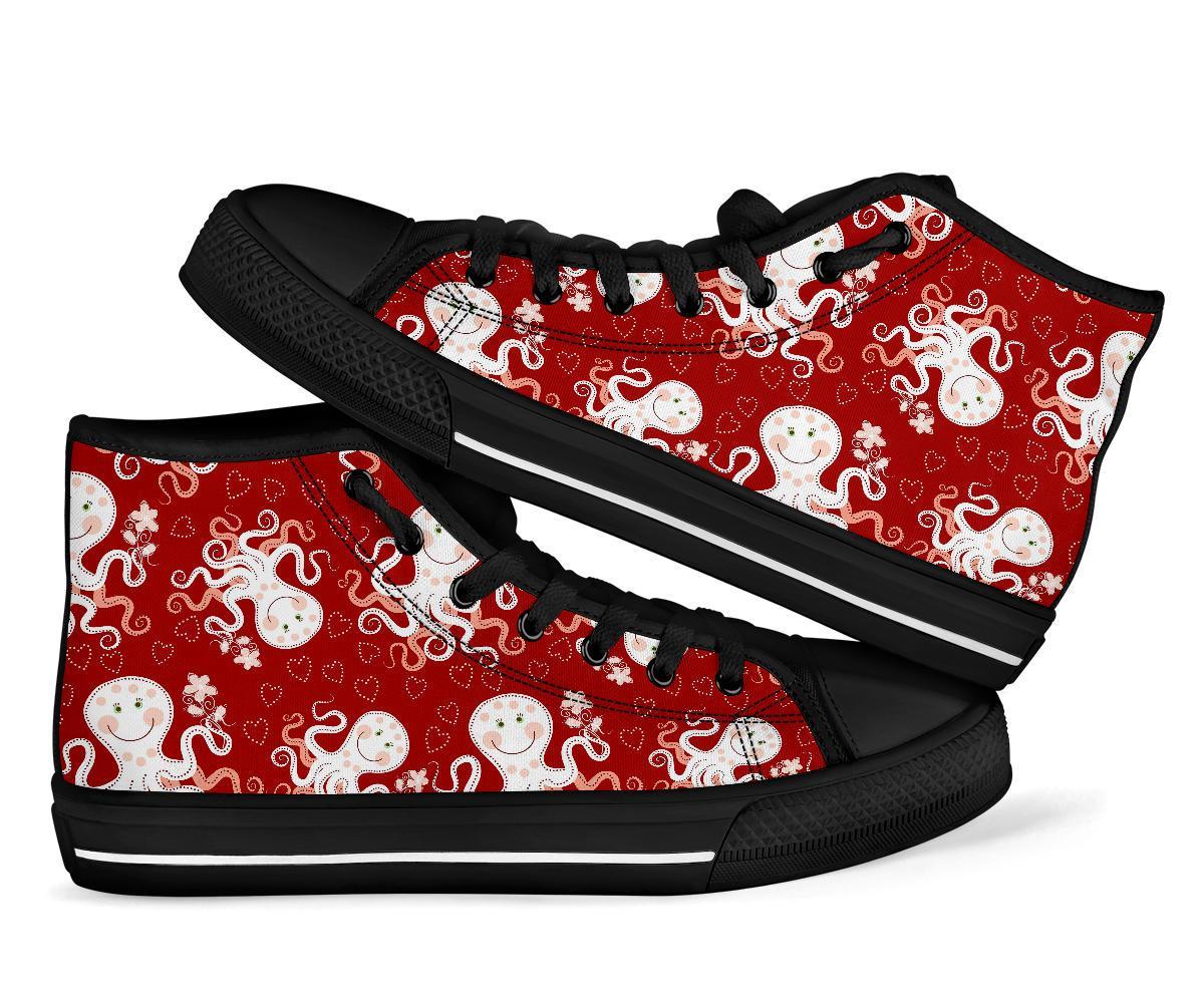 Squid Octopus Tentacle Pattern Print Men Women's High Top Shoes-grizzshop