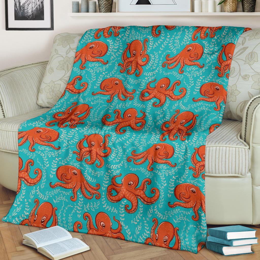 Squid Octopus Tentacle Print Pattern Blanket-grizzshop