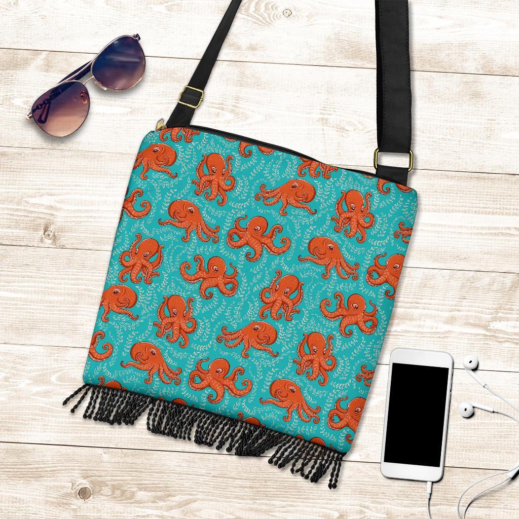 Squid Octopus Tentacle Print Pattern Crossbody Bags-grizzshop