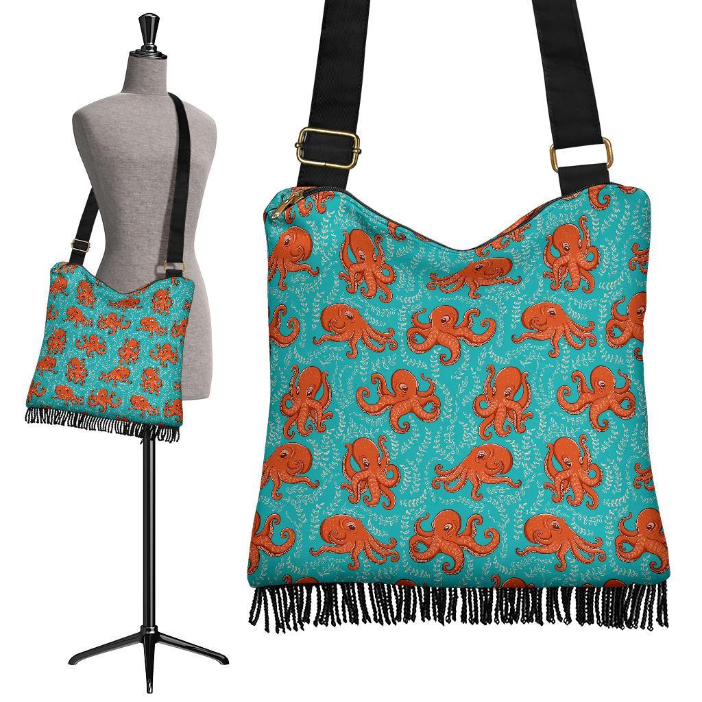 Squid Octopus Tentacle Print Pattern Crossbody Bags-grizzshop