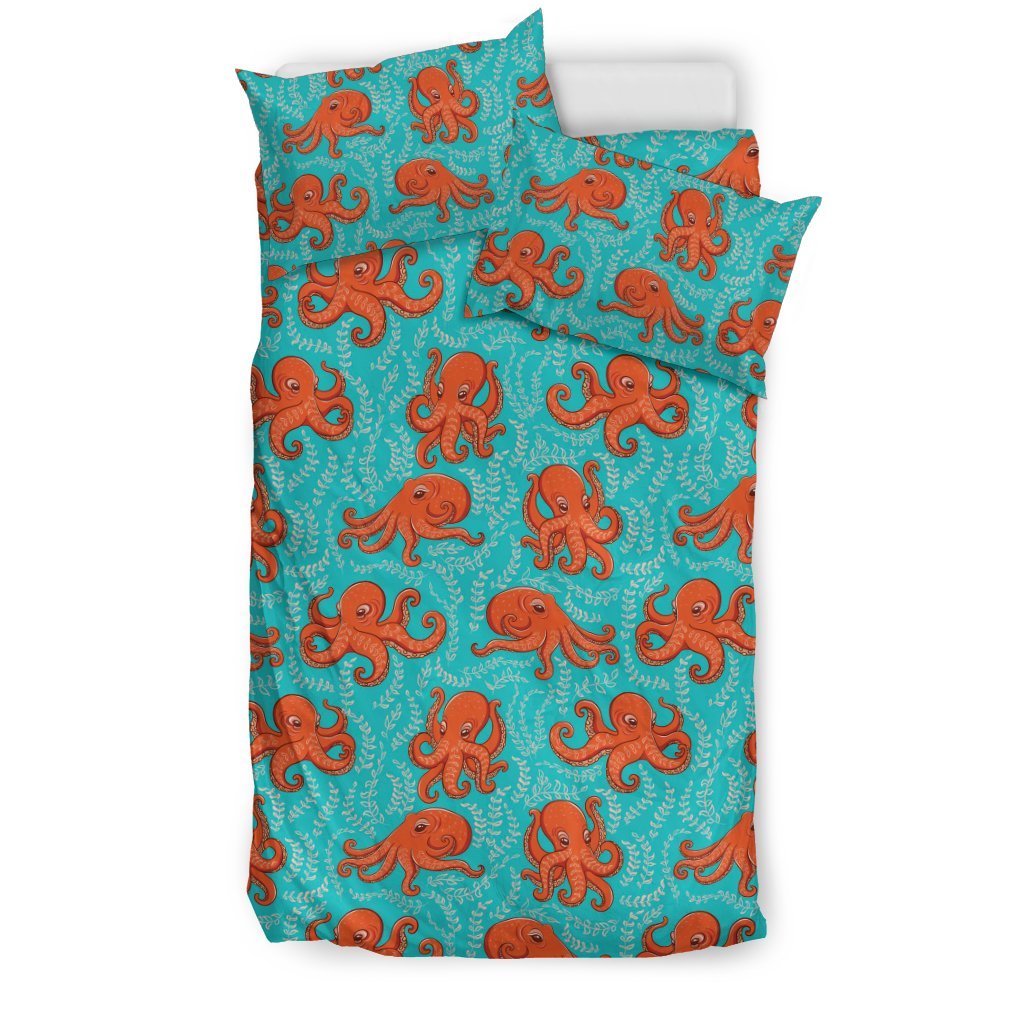 Squid Octopus Tentacle Print Pattern Duvet Cover Bedding Set-grizzshop