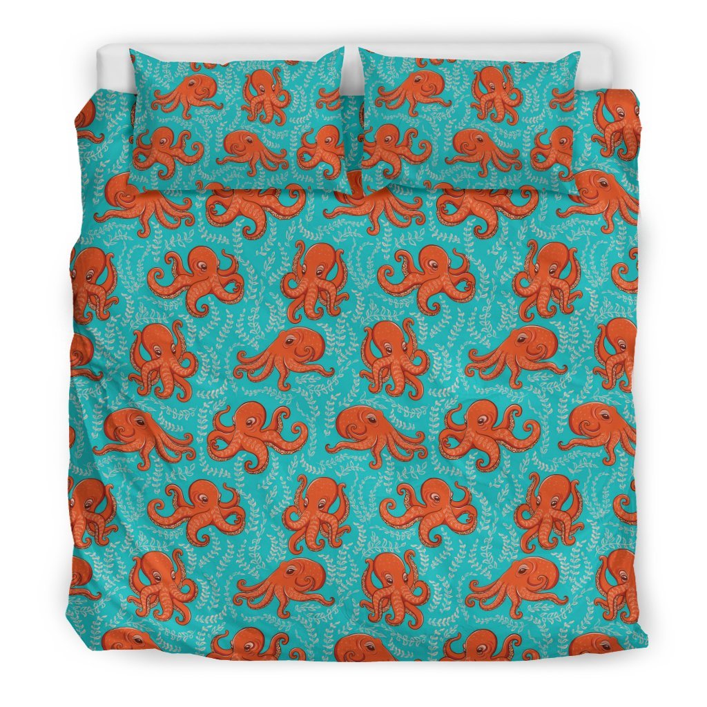 Squid Octopus Tentacle Print Pattern Duvet Cover Bedding Set-grizzshop