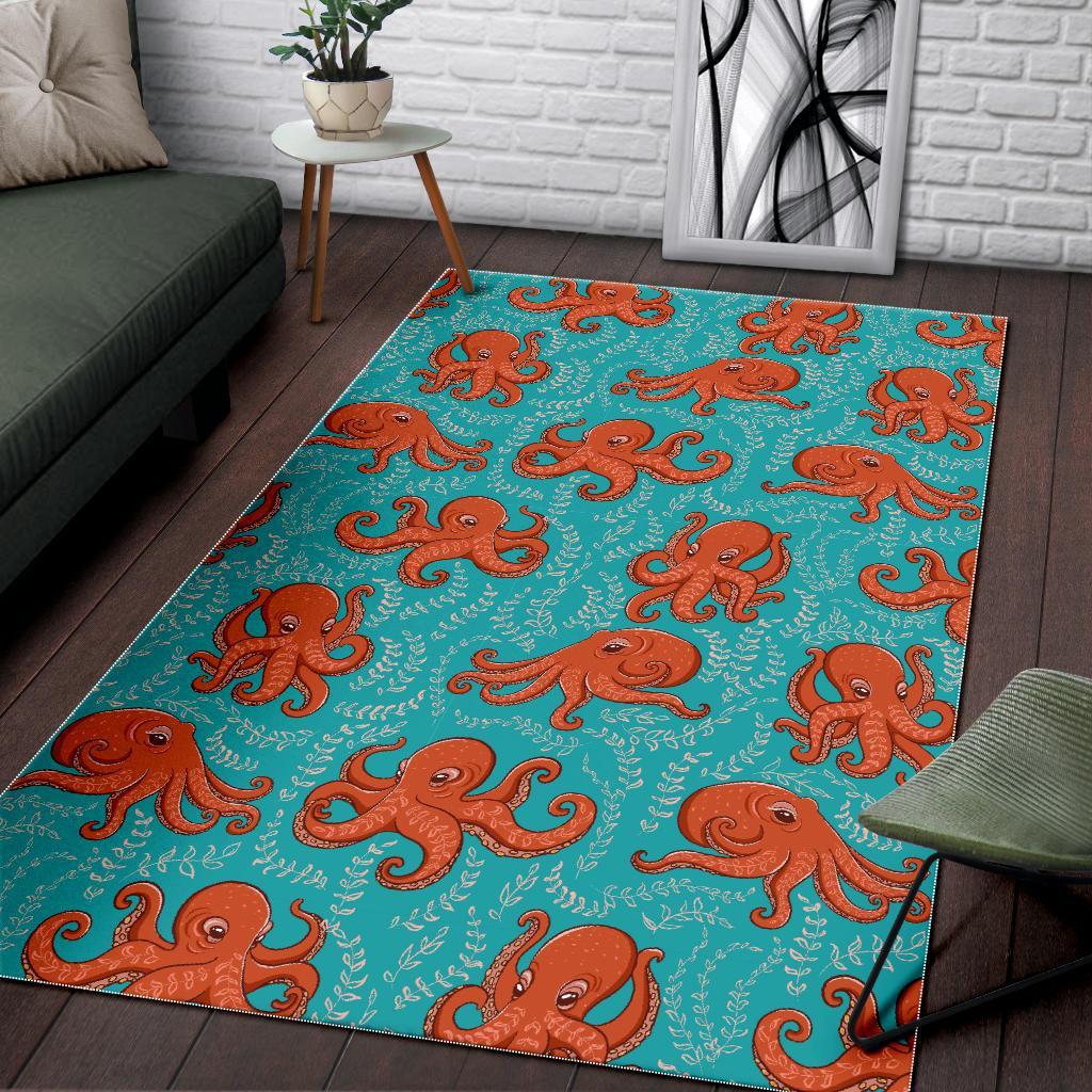 Squid Octopus Tentacle Print Pattern Floor Mat-grizzshop