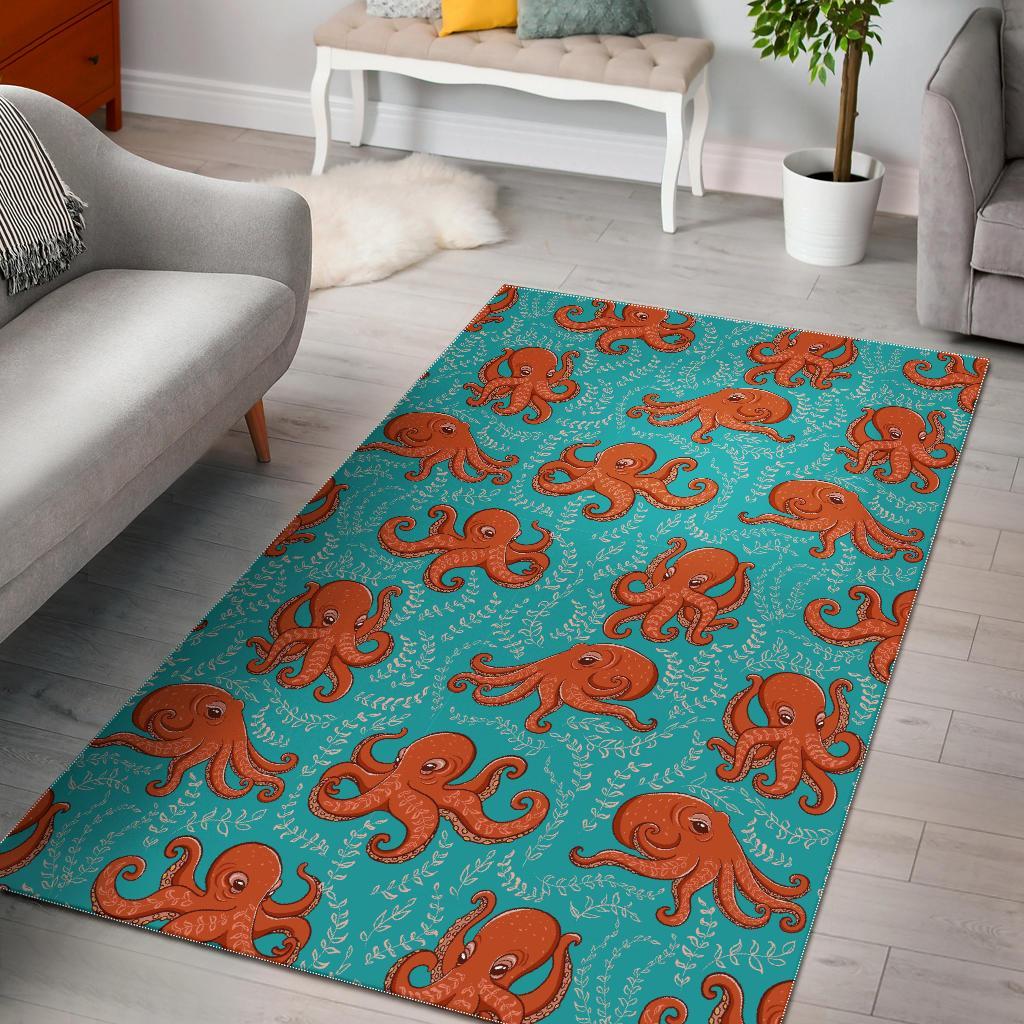 Squid Octopus Tentacle Print Pattern Floor Mat-grizzshop