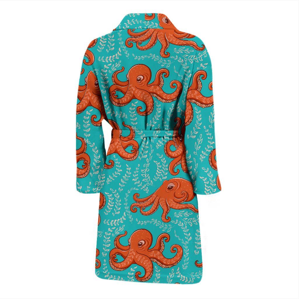 Squid Octopus Tentacle Print Pattern Men Long Robe-grizzshop