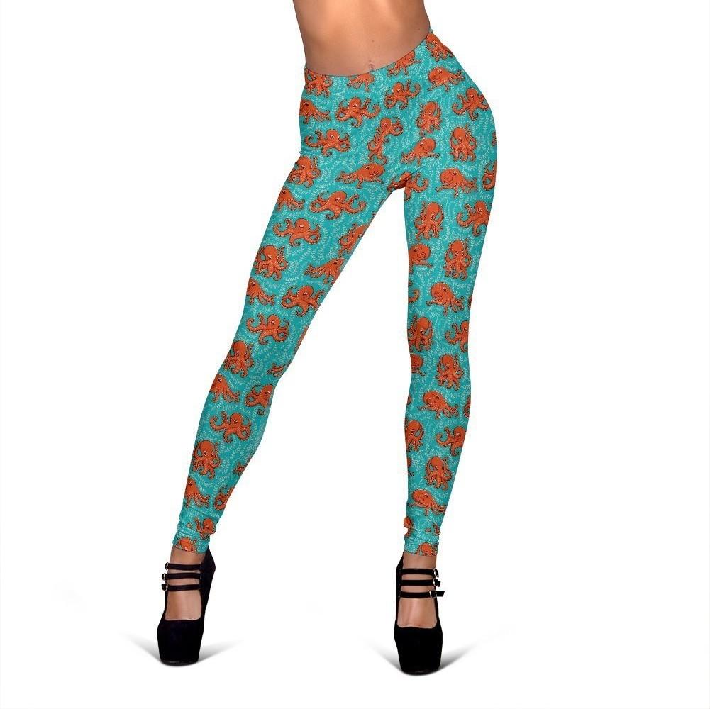 Squid Octopus Tentacle Print Pattern Women Leggings-grizzshop