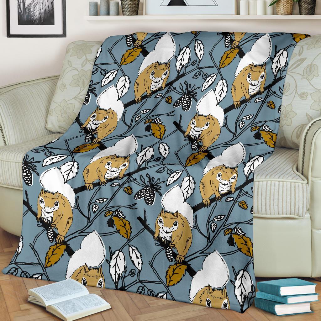 Squirrel Drawing Pattern Print Blanket-grizzshop