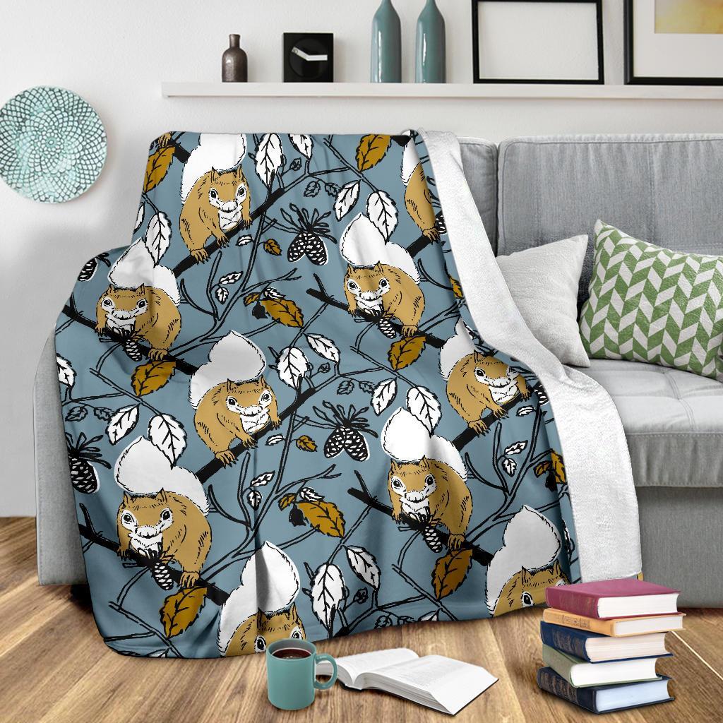 Squirrel Drawing Pattern Print Blanket-grizzshop