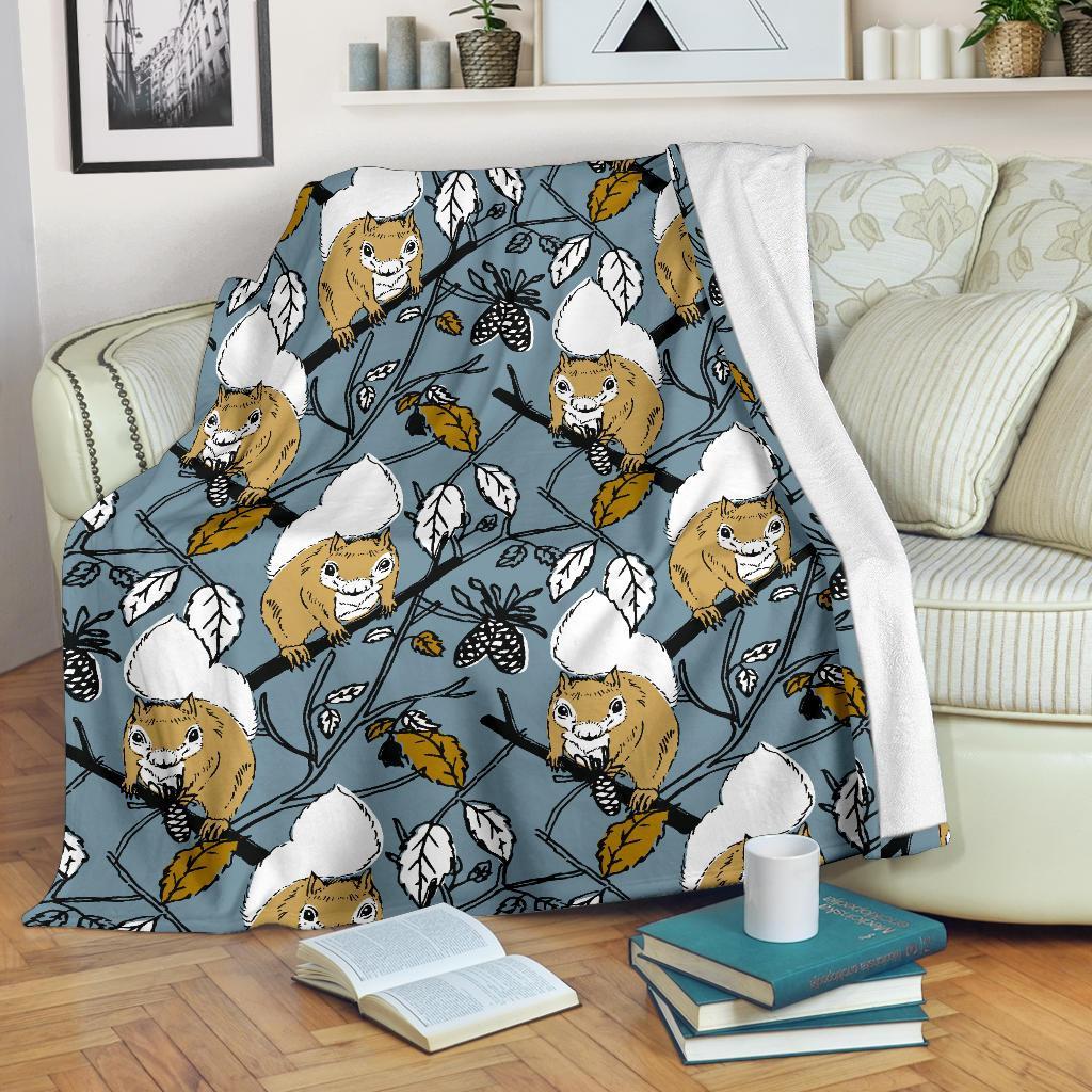 Squirrel Drawing Pattern Print Blanket-grizzshop