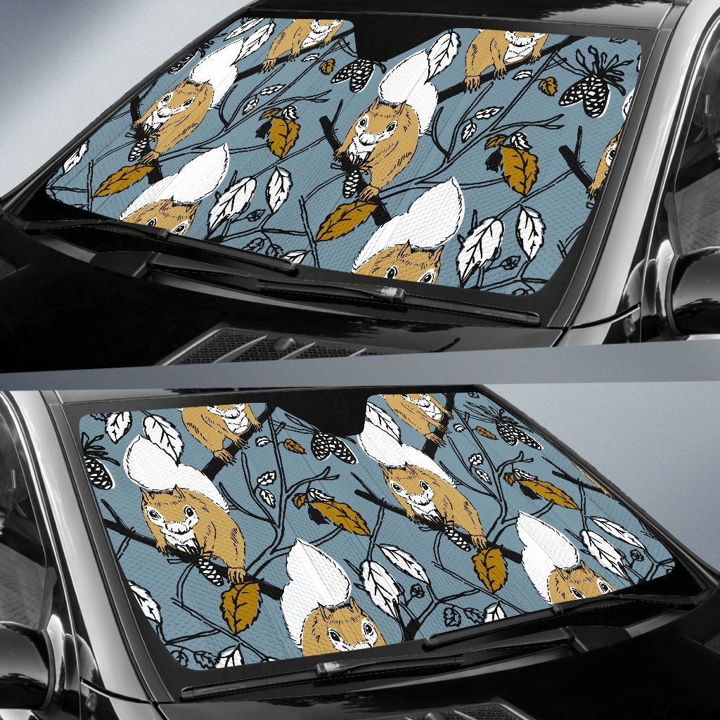 Squirrel Drawing Pattern Print Car Sun Shade-grizzshop